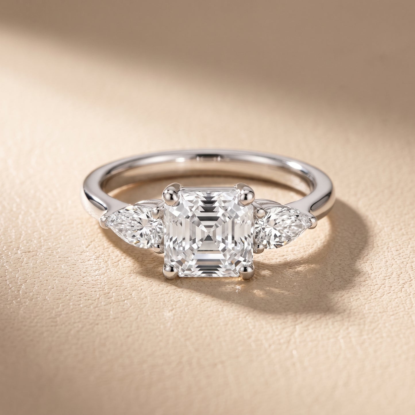Faye Three-Stone Trellis Asscher Diamond Ring in Silver - front.jpg