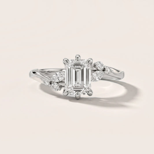 Joanna Milgrain Twist Emerald Diamond Engagement Ring in Platinum [studio-20261024]