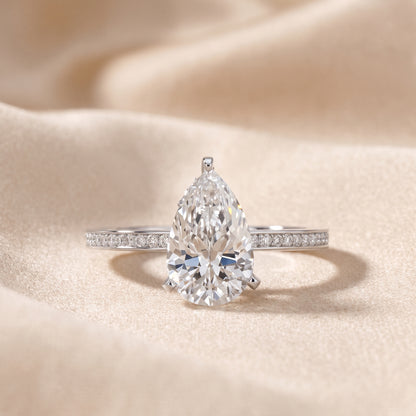 Naia Hidden Halo Pear Diamond Ring in White Gold - front.jpg