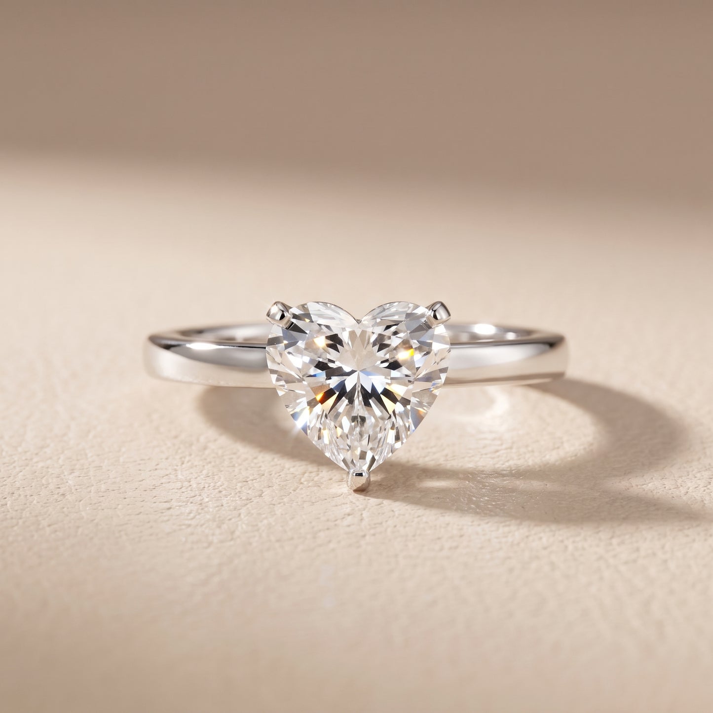 Liana Solitaire Claw Prong Heart Diamond Engagement Ring in Platinum - front.jpg