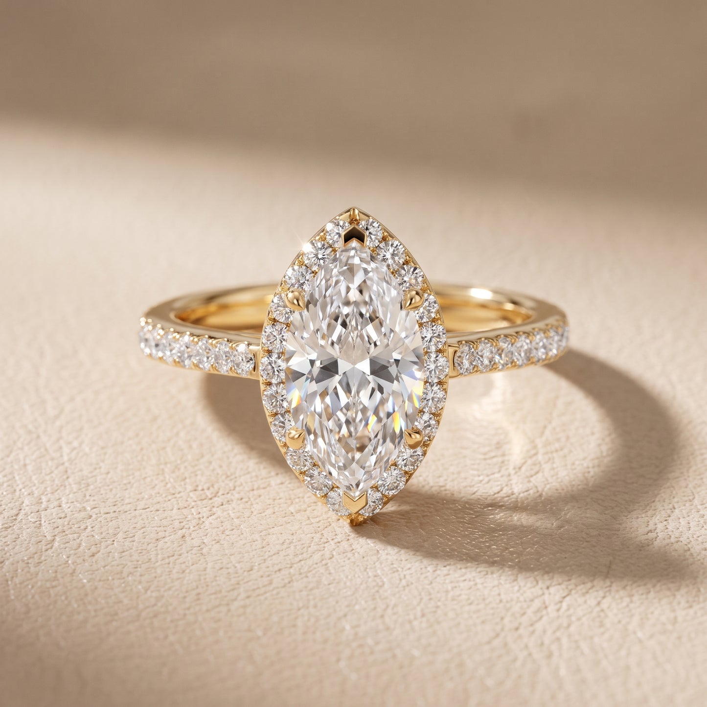 Alma Halo Pavé Marquise Diamond Ring in Yellow Gold - front.jpg
