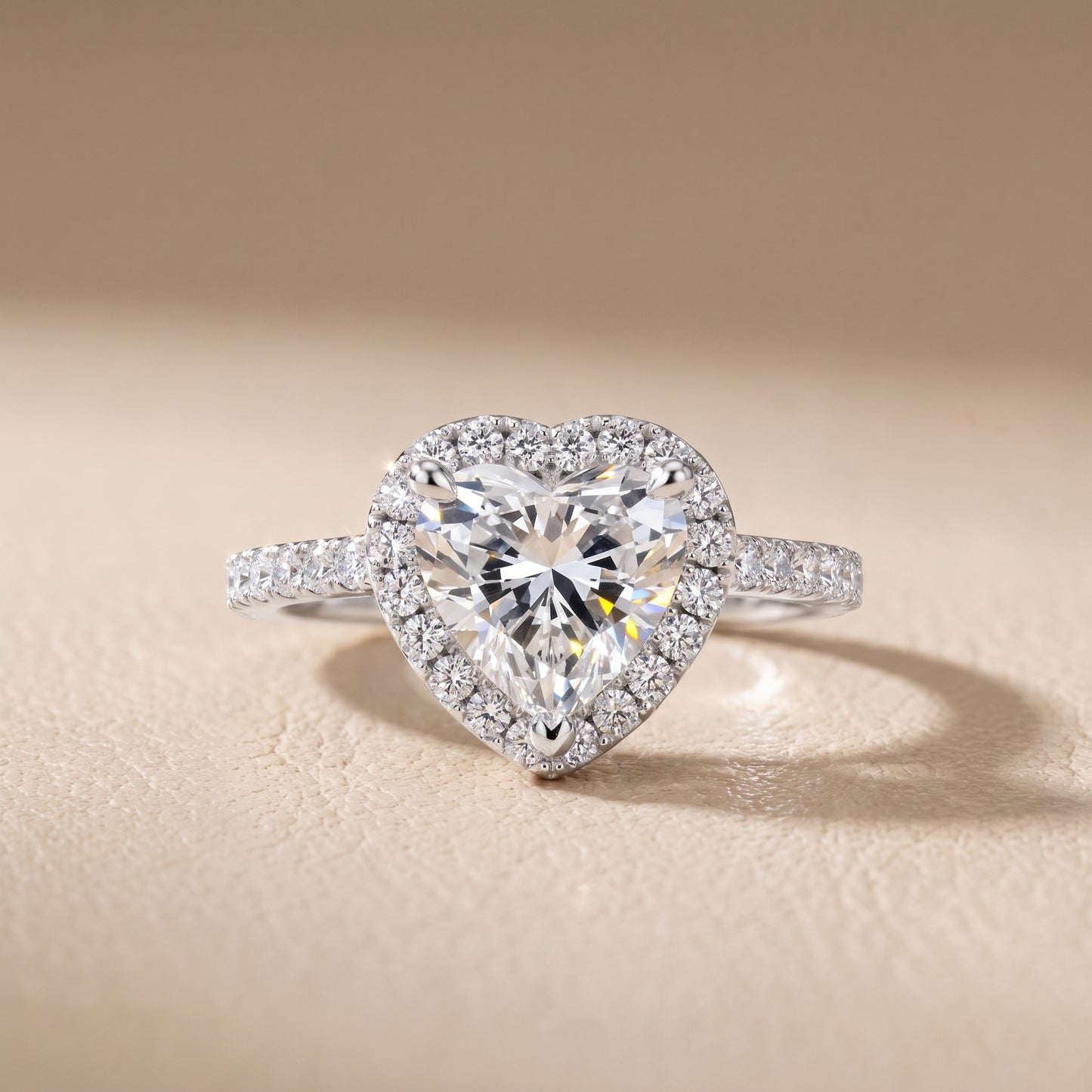 Sophie Halo Pavé Heart Diamond Ring in Silver - front.jpg