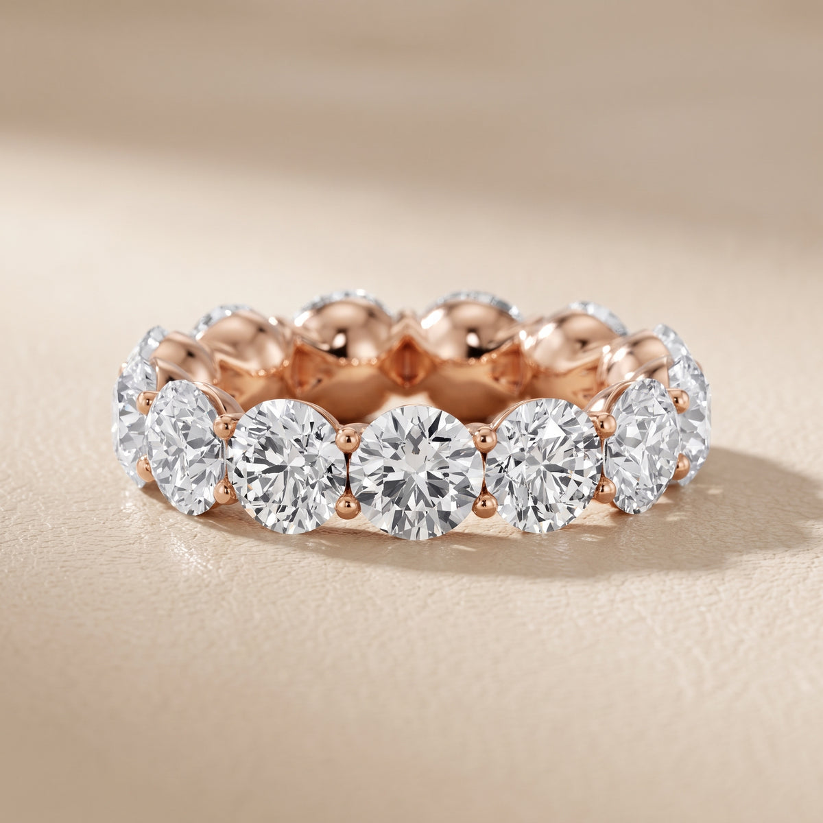 Aditi Claw Prong Round Diamond Eternity Band in Rose Gold - front.jpg