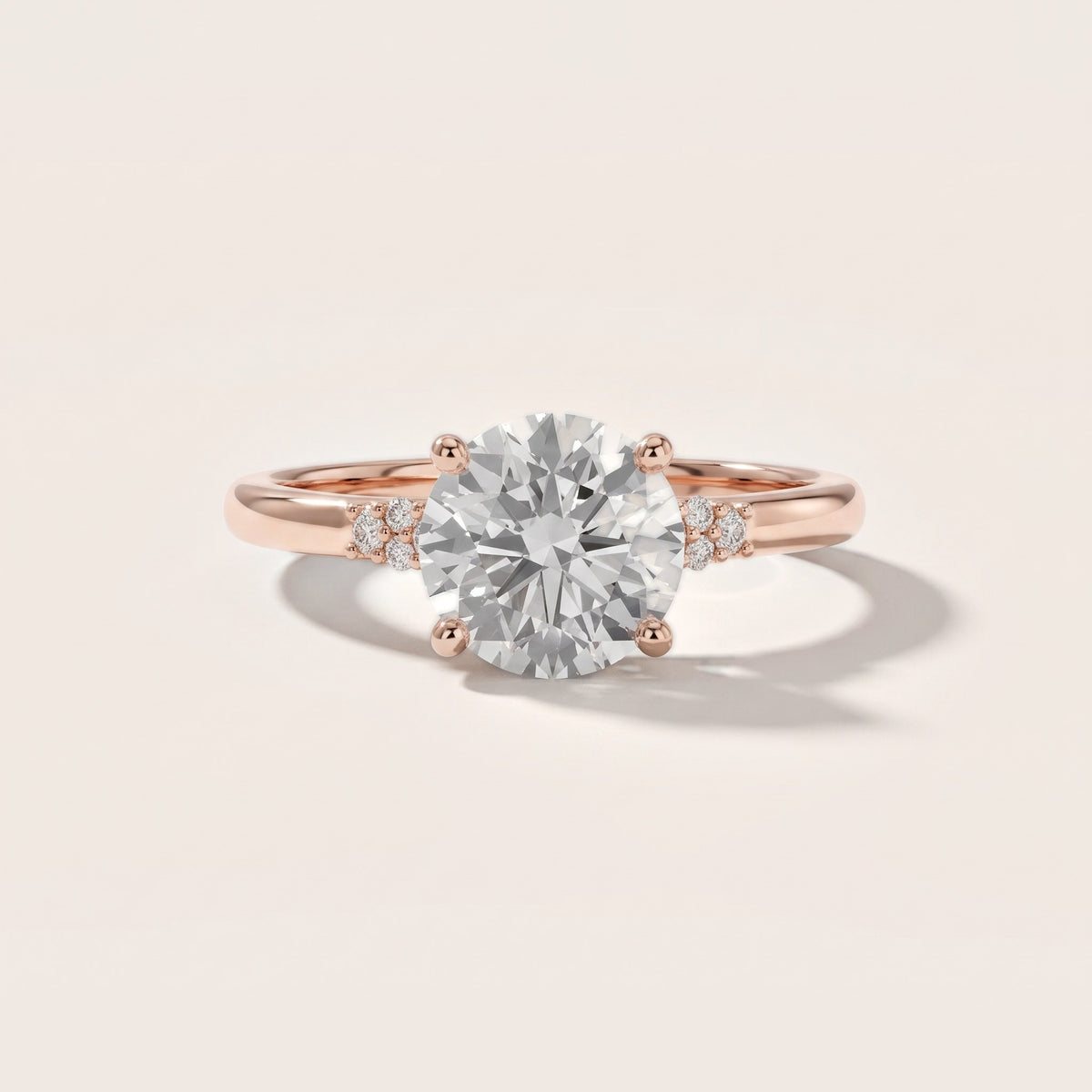 Vail Starburst Cluster Round Diamond Engagement Ring in Rose Gold - front.jpg