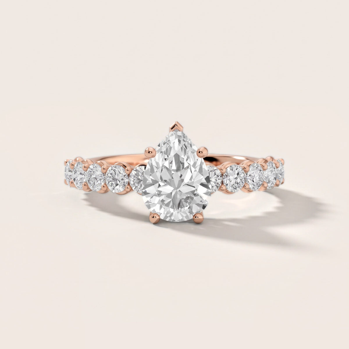 Sterling Statement Pavé Pear Diamond Engagement Ring in Rose Gold - front.jpg
