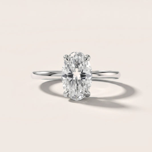 Nella Petite Solitaire Oval Diamond Engagement Ring in White Gold