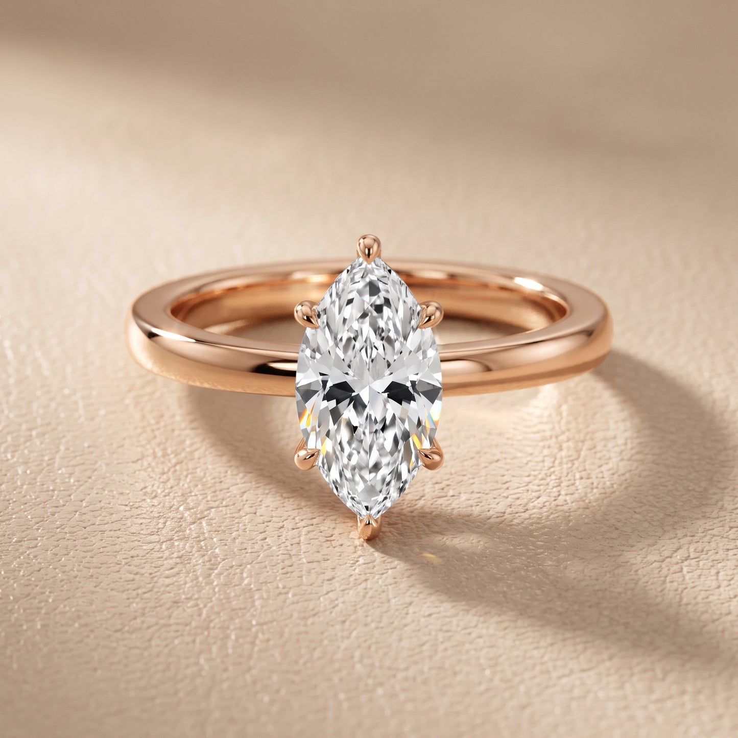 Aisha Pavé Solitaire Marquise Diamond Engagement Ring in Rose Gold - front.jpg