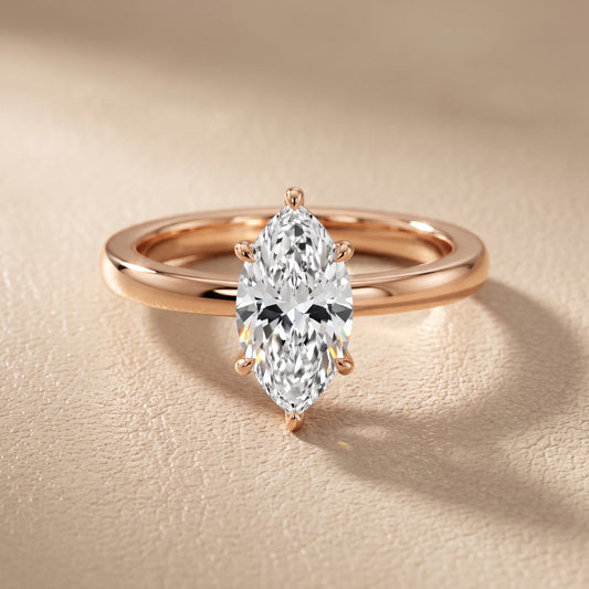 Aisha Pavé Solitaire Marquise Diamond Engagement Ring in Rose Gold - front.jpg