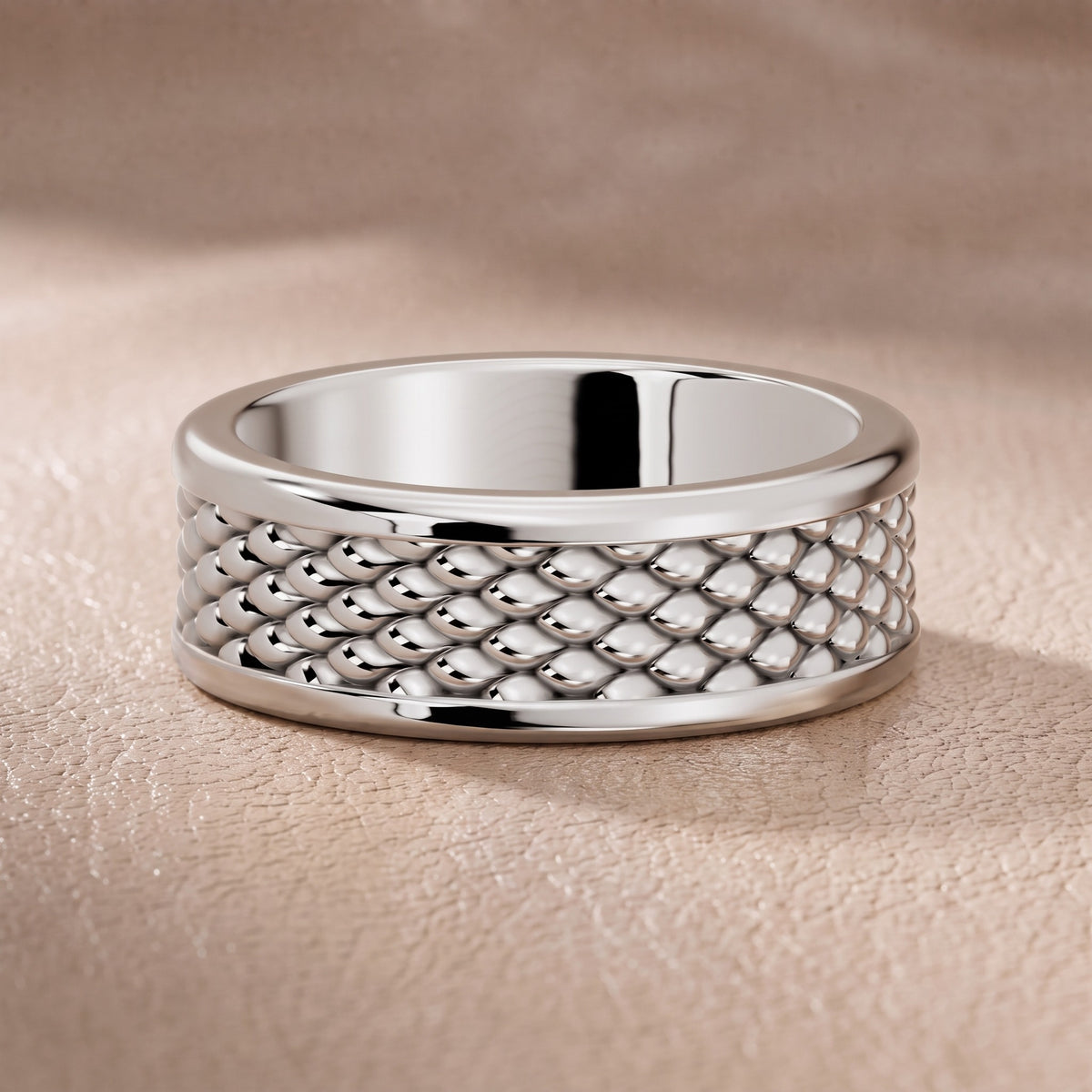 Cordelia Carved Step Edge Wedding Band in White Gold - front.jpg