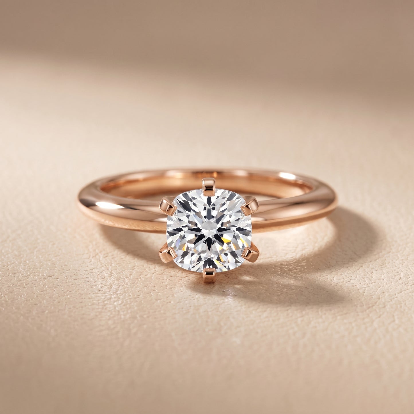 Amira Six-Prong Solitaire Cushion Diamond Engagement Ring in Rose Gold - front.jpg