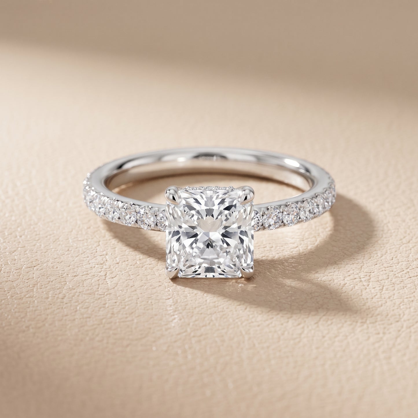 Thea Hidden Halo Pavé Radiant Diamond Engagement Ring in Platinum - front.jpg