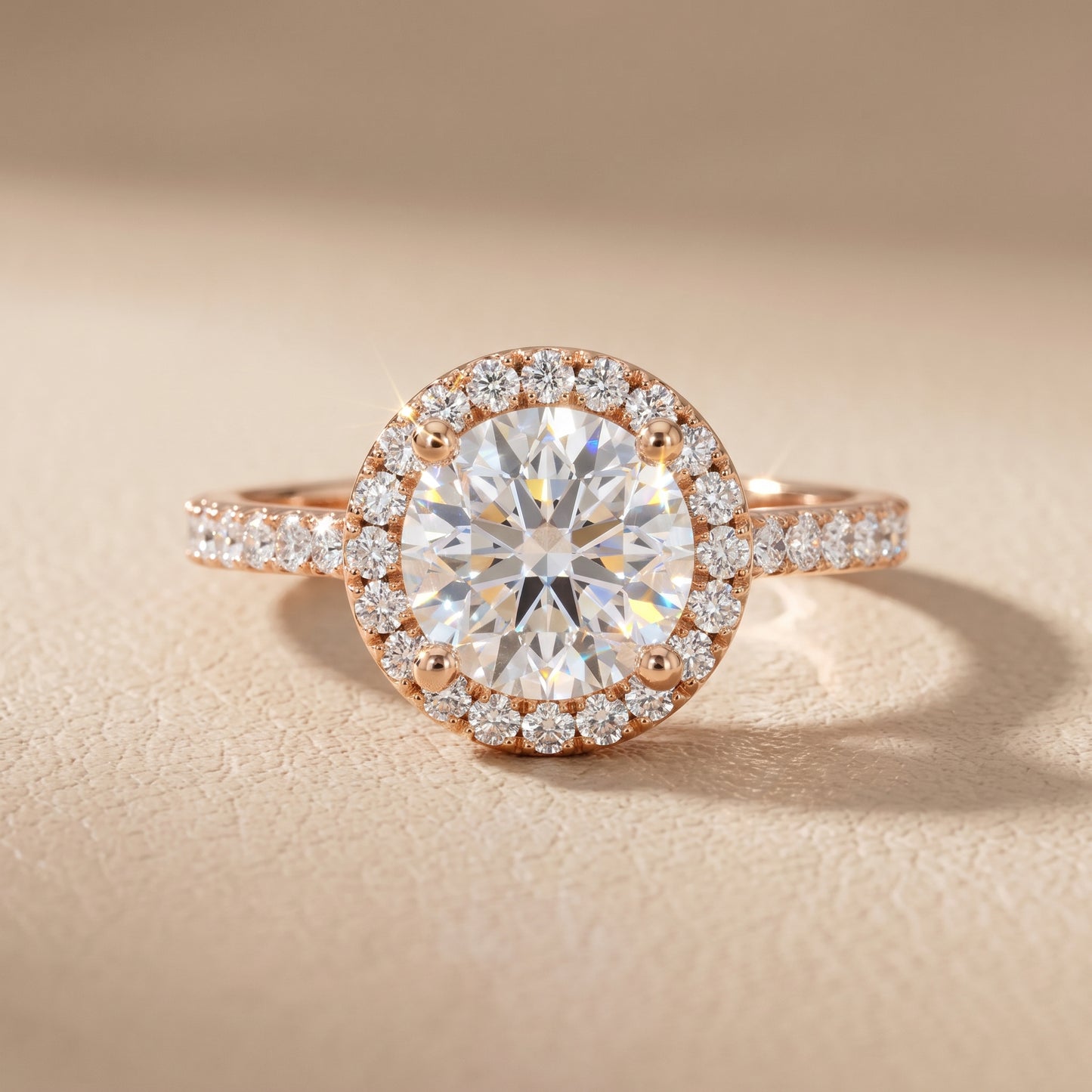 Sophie Halo Pavé Round Diamond Ring in Rose Gold - front.jpg