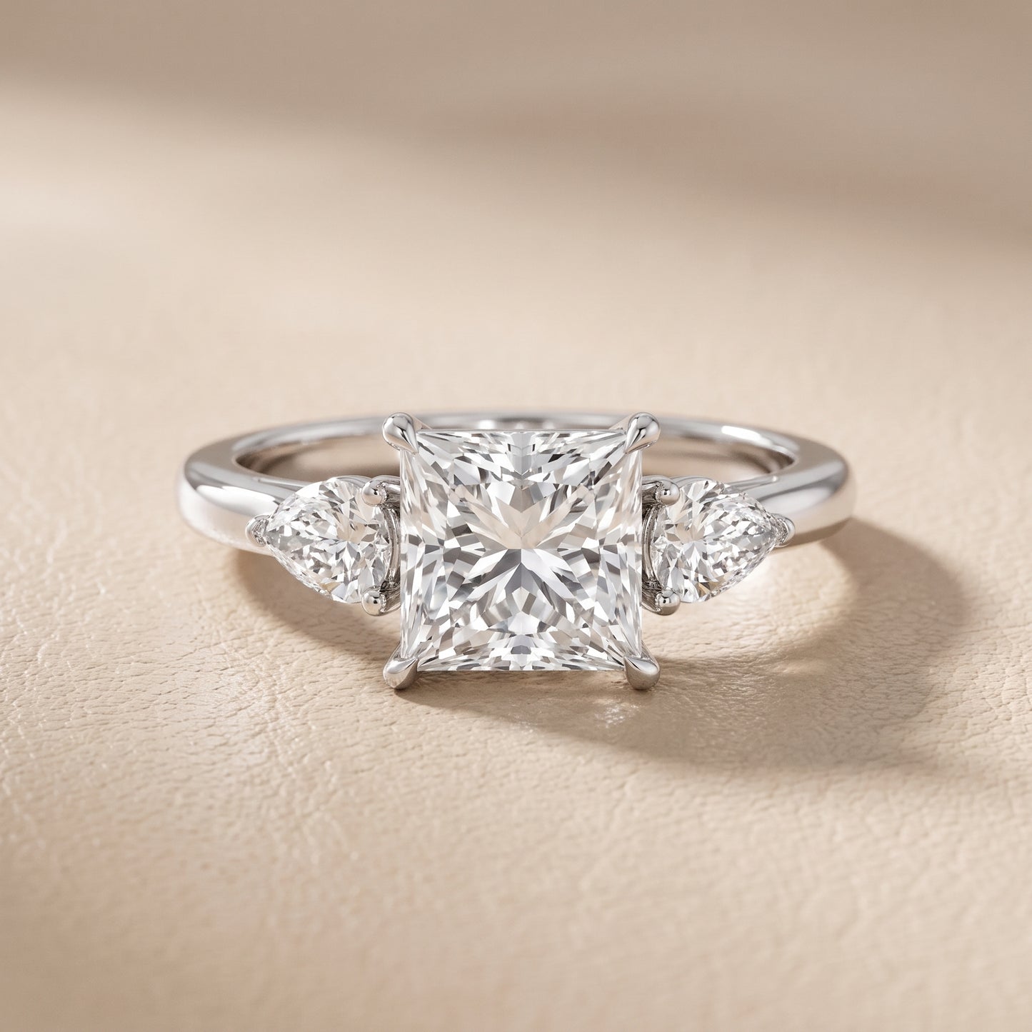 Phoebe Three-Stone Princess Diamond Ring in Platinum - front.jpg