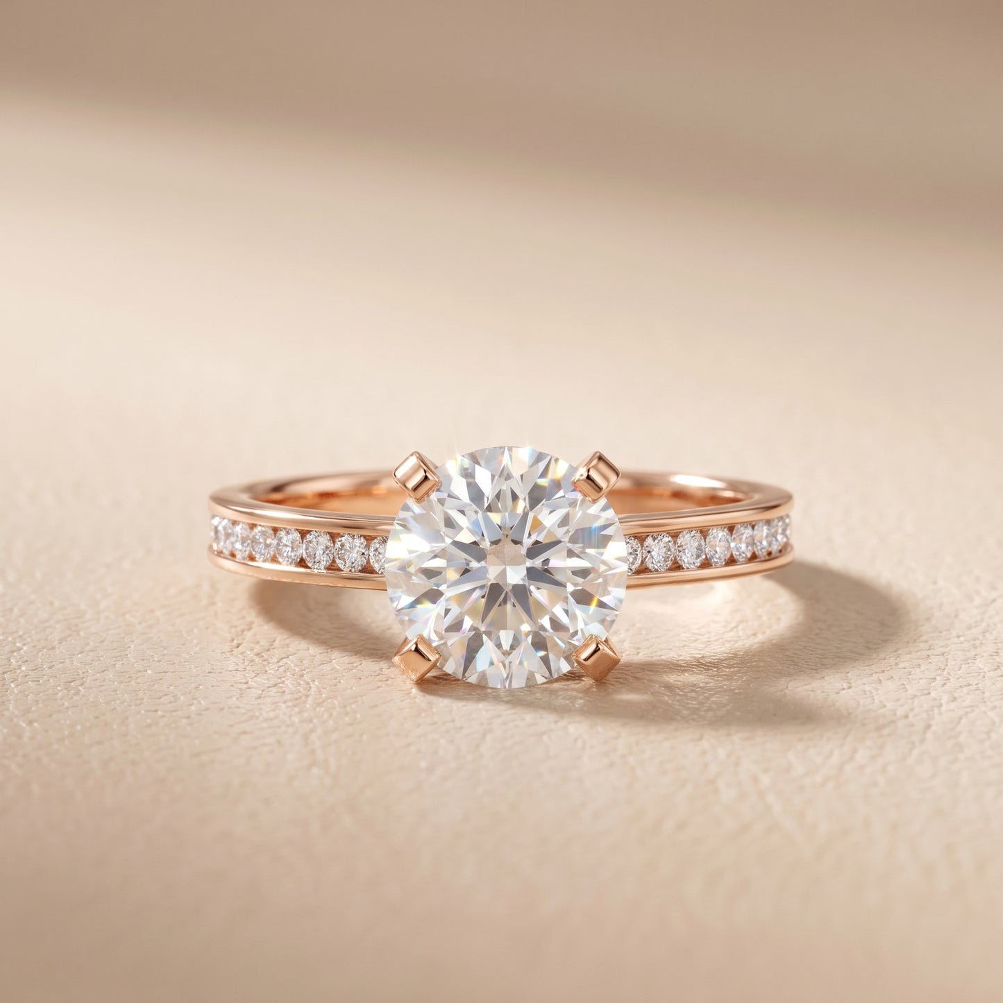 Tessa Solitaire Channel Set Round Diamond Engagement Ring in Rose Gold - front.jpg