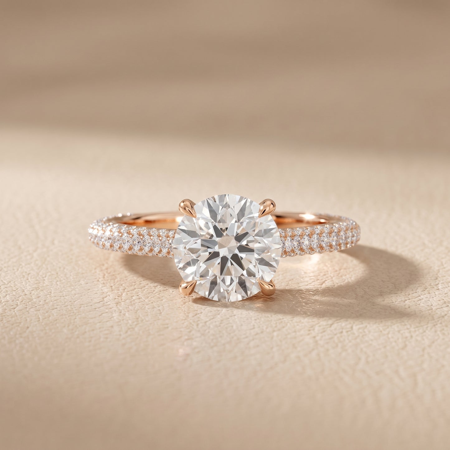 Della Hidden Halo Pavé Round Diamond Engagement Ring in Rose Gold - front.jpg