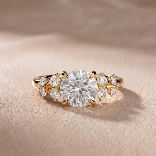 Mirabelle Cluster Round Diamond Engagement Ring in Yellow Gold - front.jpg