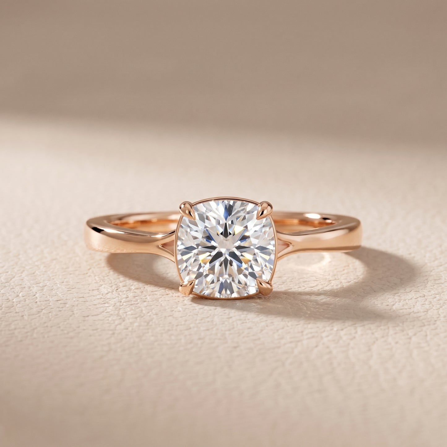 Anais Trellis Solitaire Cushion Diamond Engagement Ring in Rose Gold - front.jpg