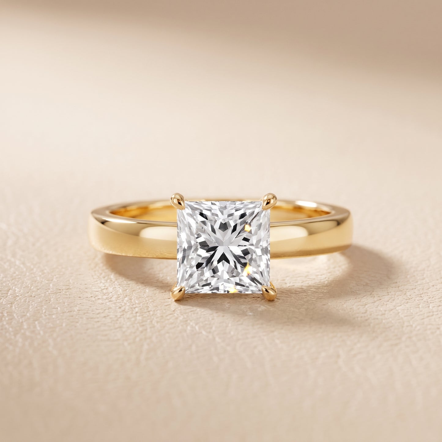 Lara Hidden Halo Princess Diamond Engagement Ring in Yellow Gold - front.jpg