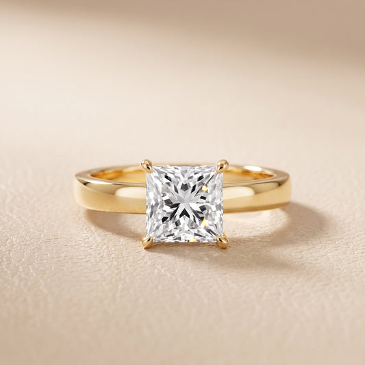Lara Hidden Halo Princess Diamond Engagement Ring in Yellow Gold - front.jpg
