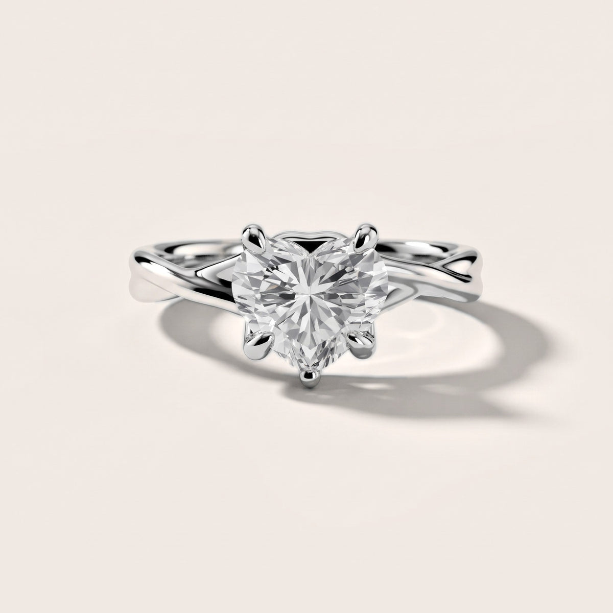 Rosa Twist Solitaire Heart Diamond Engagement Ring in White Gold - front.jpg