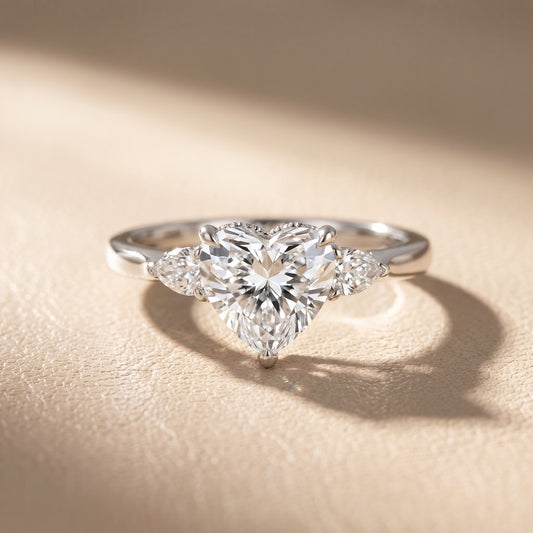 Leila Three-Stone Heart Diamond Engagement Ring in White Gold - front.jpg