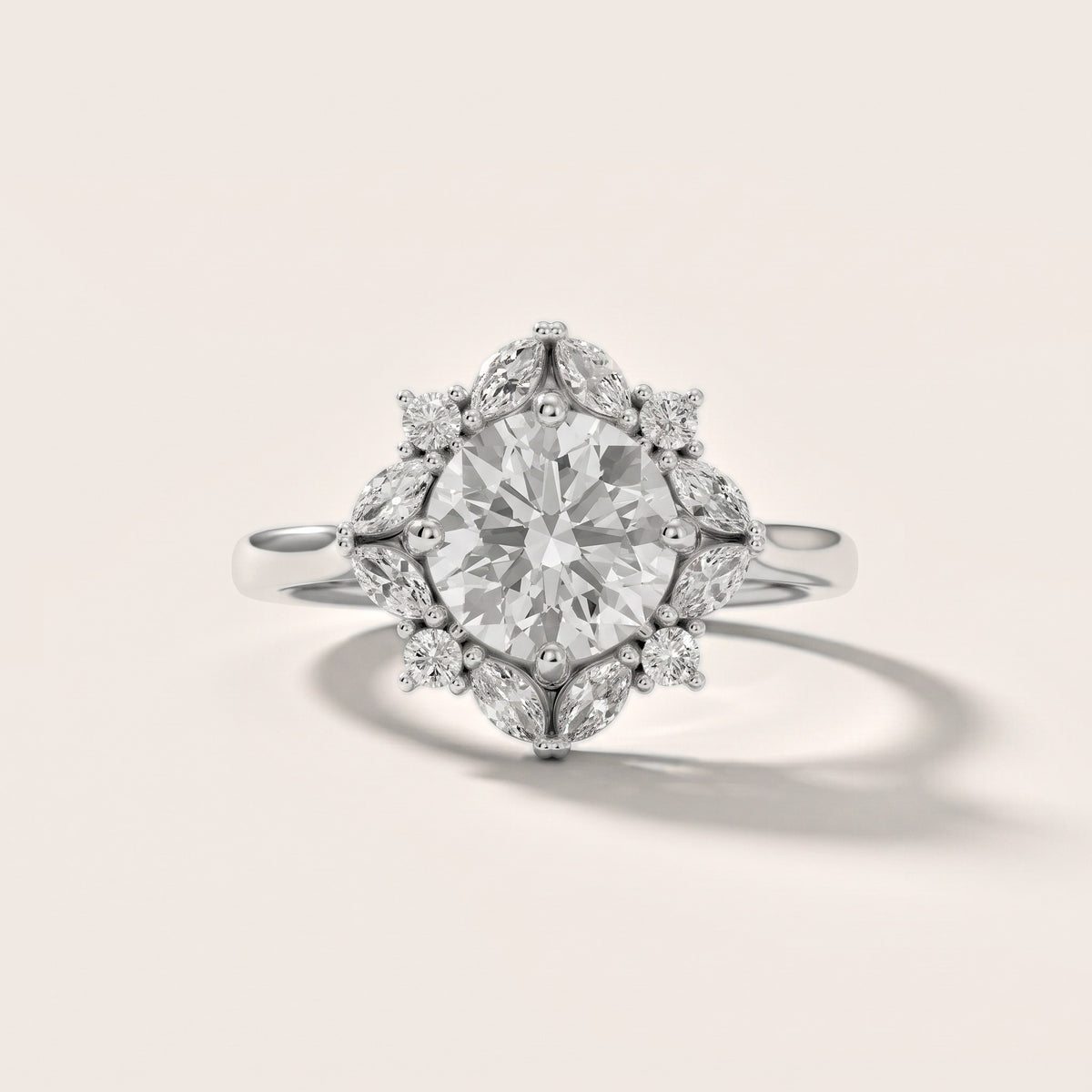 Brynn Starburst Cluster Round Diamond Engagement Ring in Platinum - front.jpg