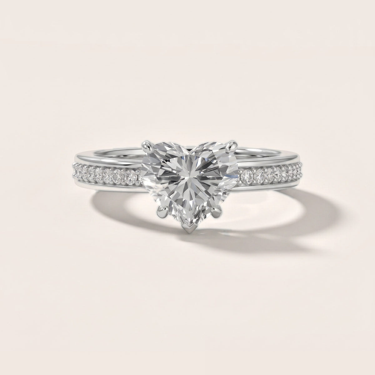 Lucy Vintage Pavé Heart Diamond Engagement Ring in White Gold - front.jpg