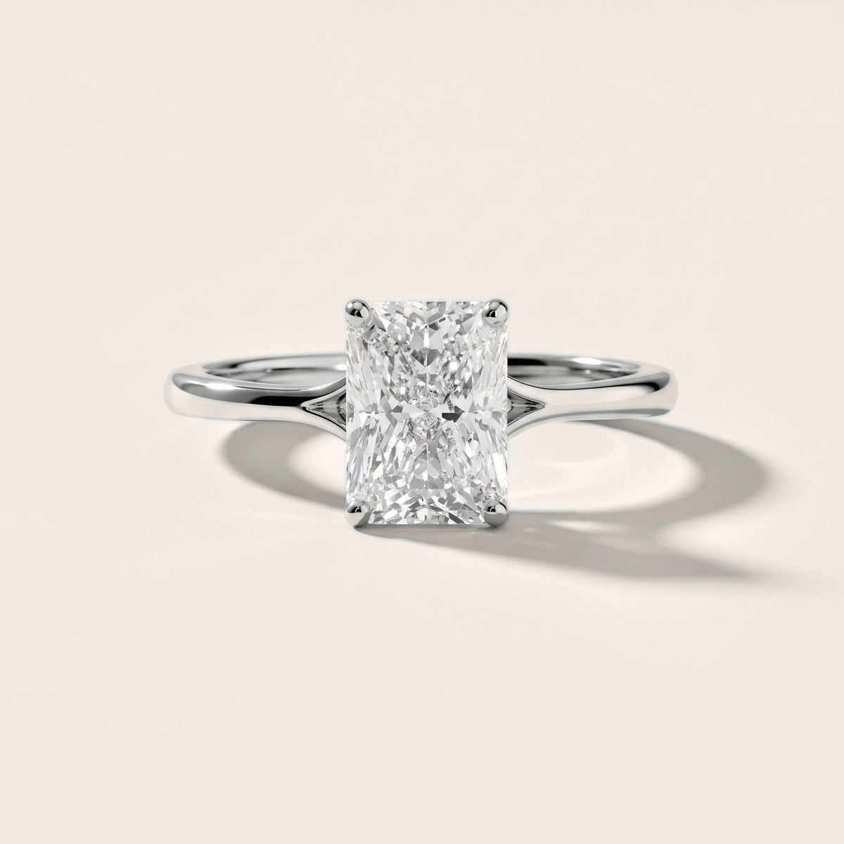 Blanche Solitaire Split Shank Radiant Diamond Engagement Ring in Platinum - front.jpg