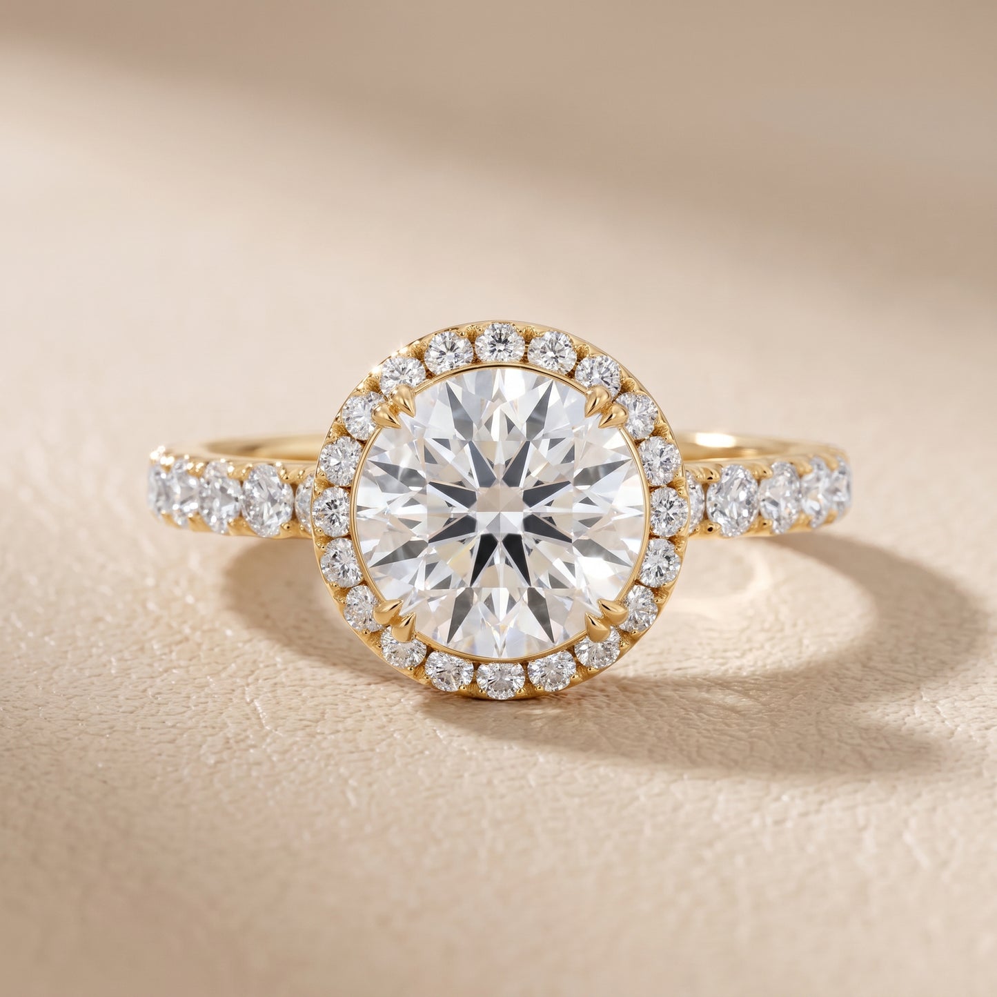 Chloe Halo Pavé Round Diamond Ring in Yellow Gold - front.jpg
