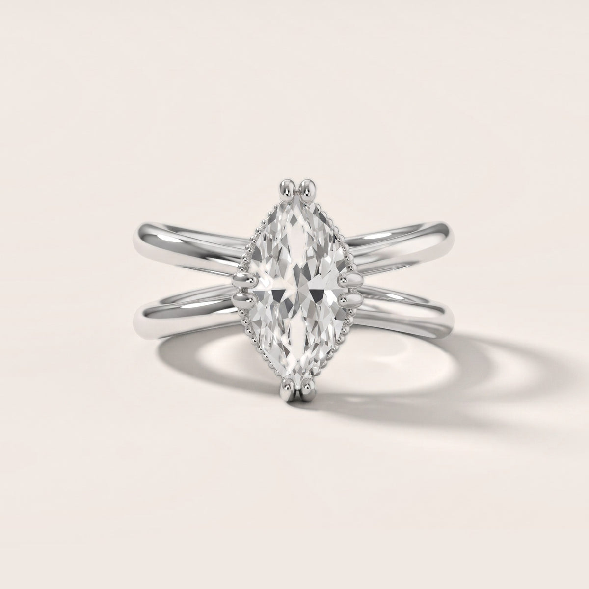Yvonne Crossover Solitaire Marquise Diamond Engagement Ring in Silver - front.jpg