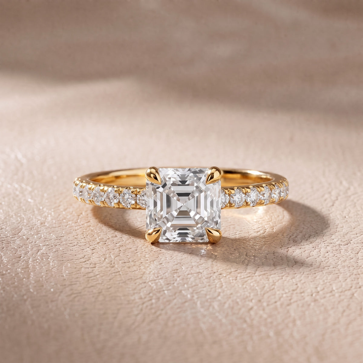 Maya Hidden Halo Pavé Asscher Diamond Engagement Ring in Yellow Gold - front.jpg