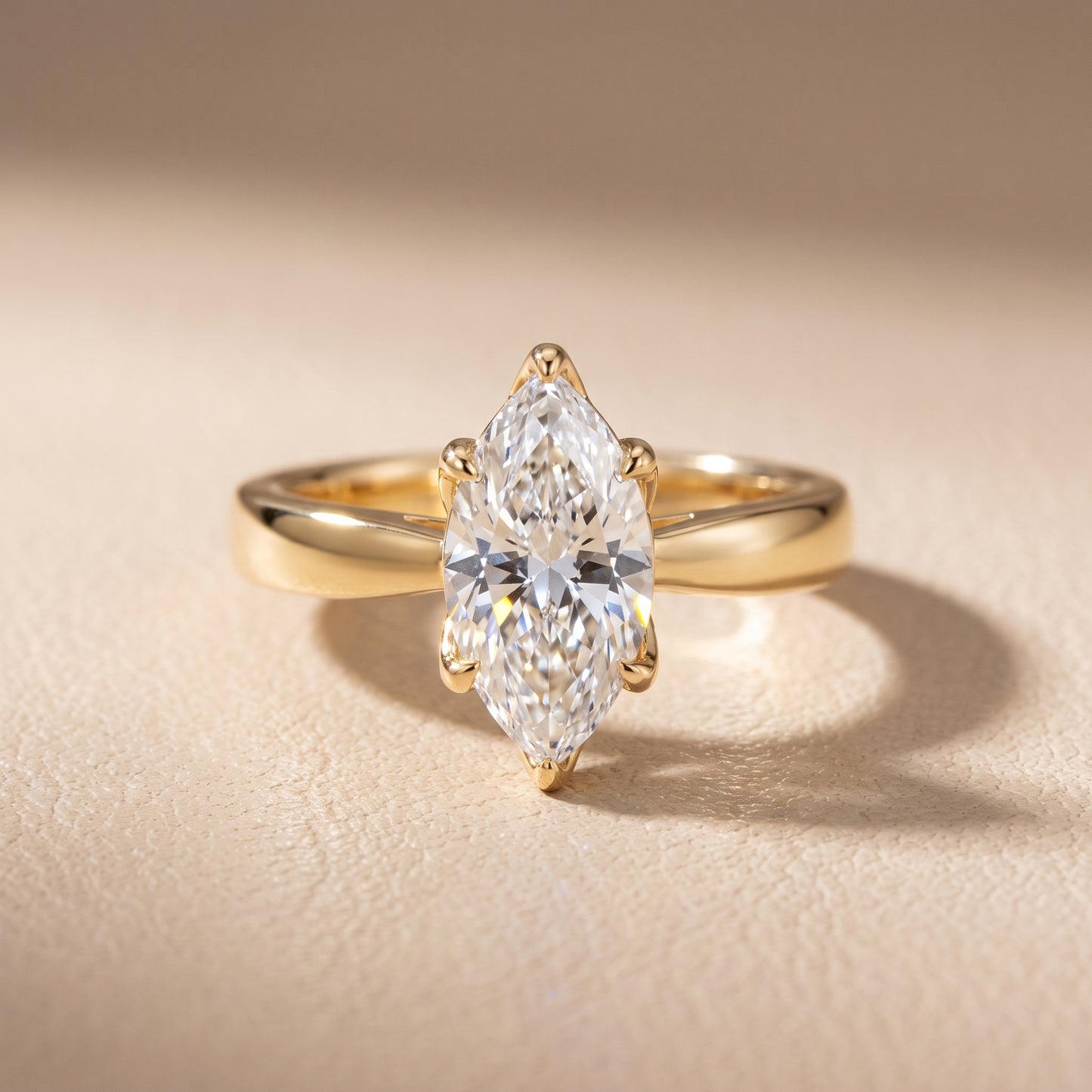 Lucia Solitaire Six-Prong Marquise Diamond Engagement Ring in Yellow Gold - front.jpg