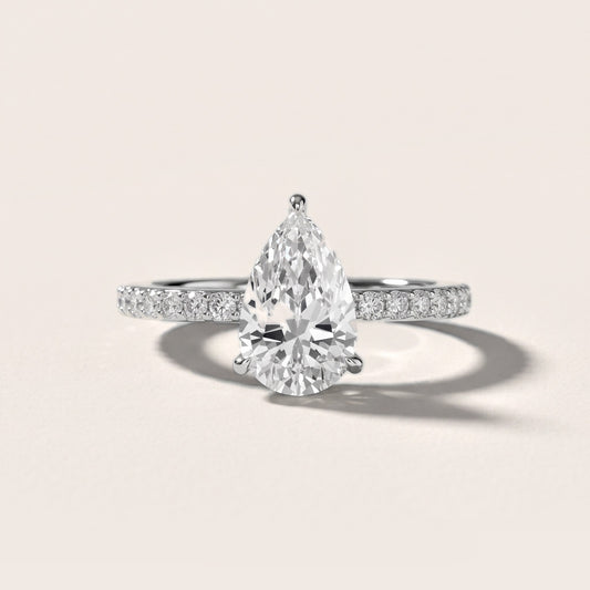 Annabel Pavé Solitaire Pear Diamond Engagement Ring in Platinum [studio-20261024]