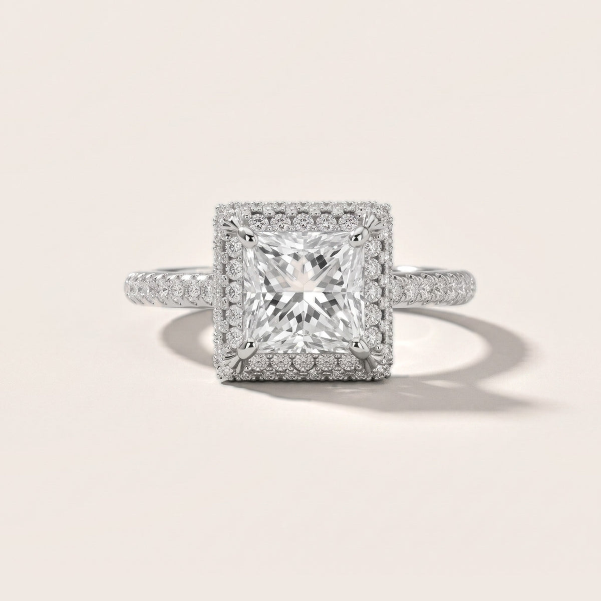 Connie Double Halo Pavé Princess Diamond Engagement Ring in Silver - front.jpg