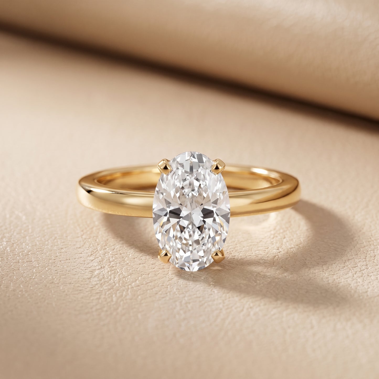 Liana Solitaire Claw Prong Oval Diamond Engagement Ring in Yellow Gold - front.jpg