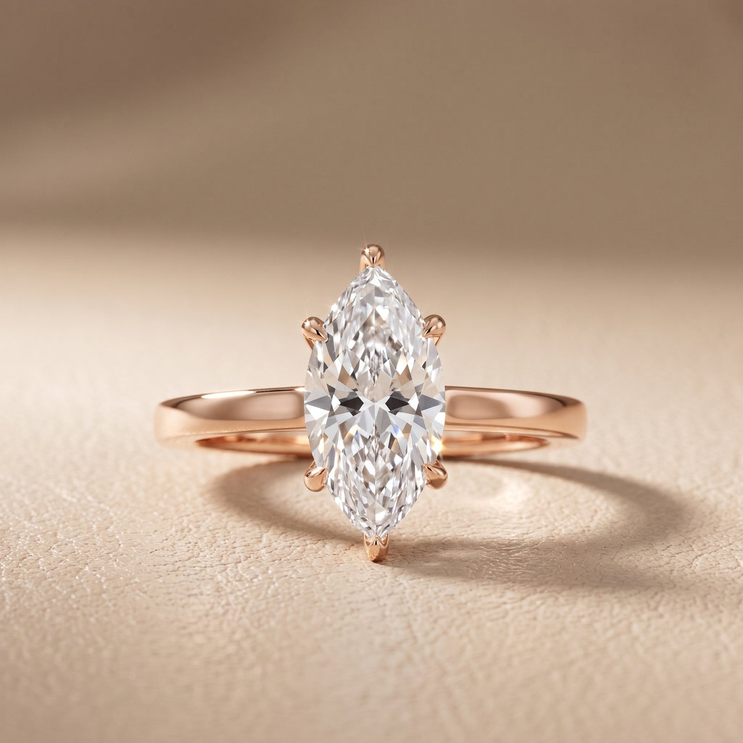 Kaia Solitaire Marquise Diamond Ring in Rose Gold - front.jpg
