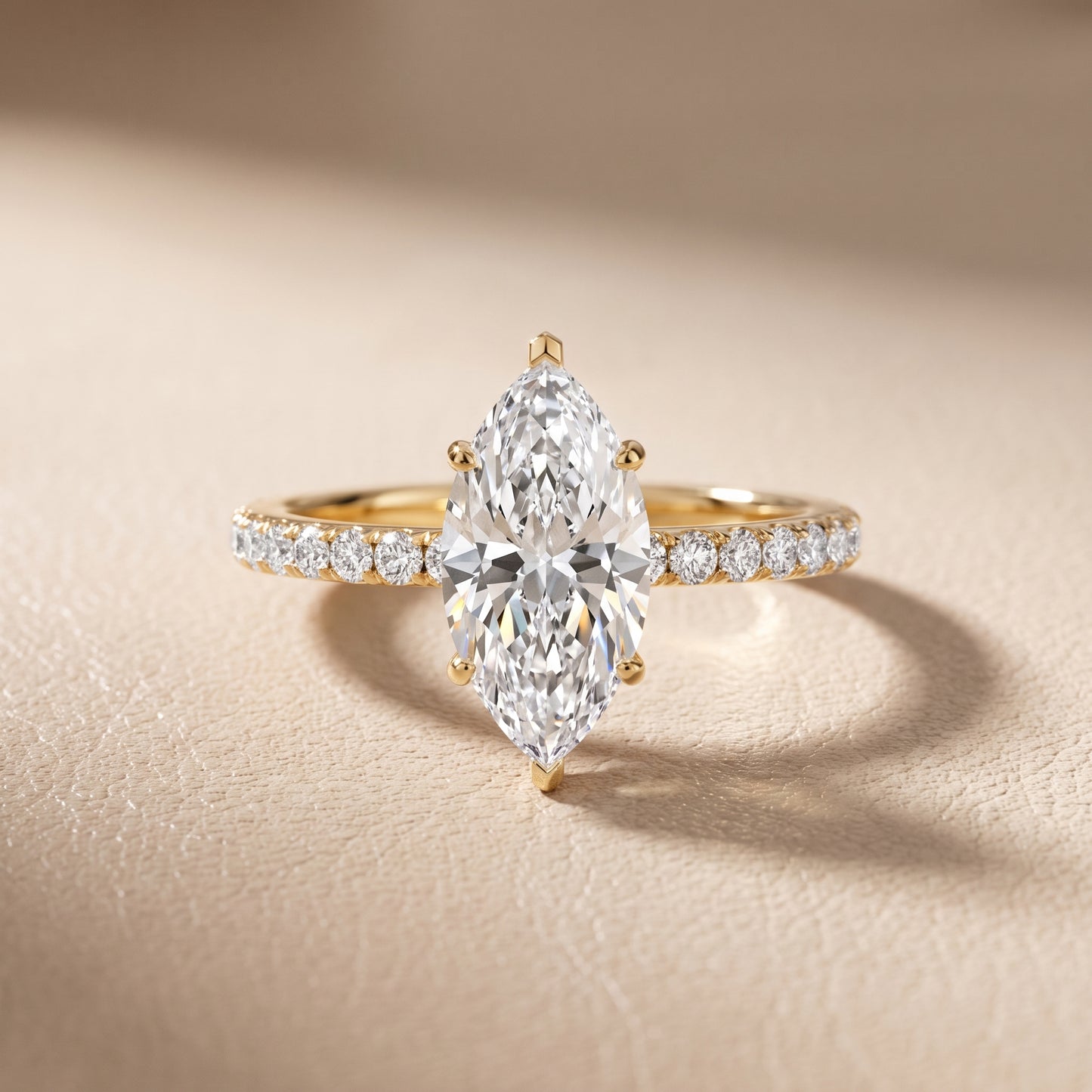 Juna French Pavé Solitaire Marquise Diamond Engagement Ring in Yellow Gold - front.jpg