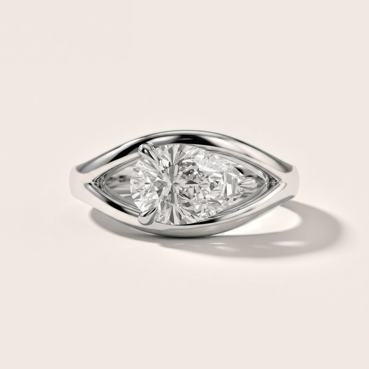 Madeleine Split Shank Pear Diamond Engagement Ring in White Gold