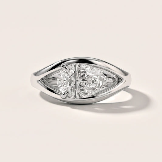 Madeleine Split Shank Pear Diamond Engagement Ring in White Gold