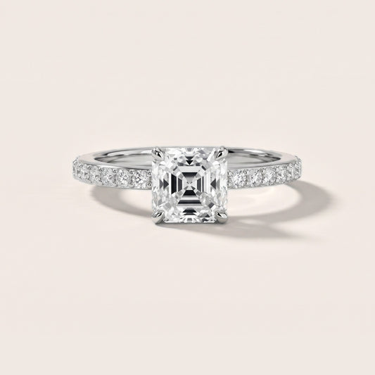 Annabel Pavé Solitaire Asscher Diamond Engagement Ring in Platinum [studio-20261024]