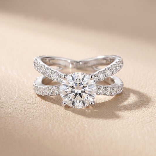 Lior Criss Cross Pavé Round Diamond Engagement Ring in White Gold - front.jpg
