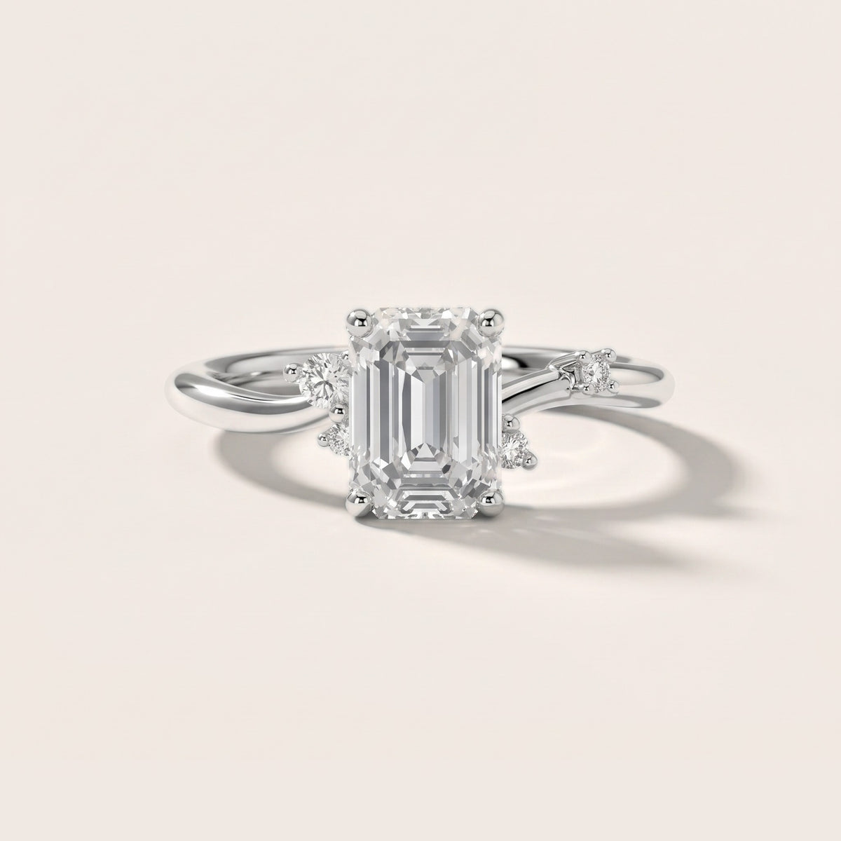 Yvette Bypass Emerald Diamond Engagement Ring in Silver - front.jpg