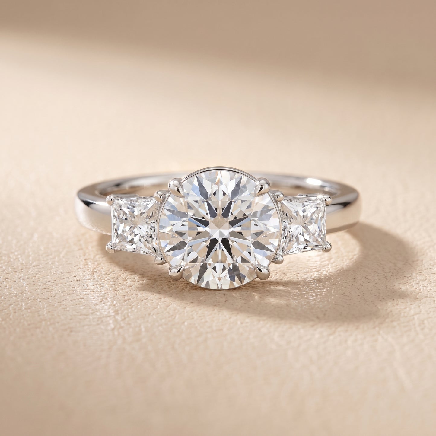 Selena Three-Stone Basket Round Diamond Ring in White Gold - front.jpg