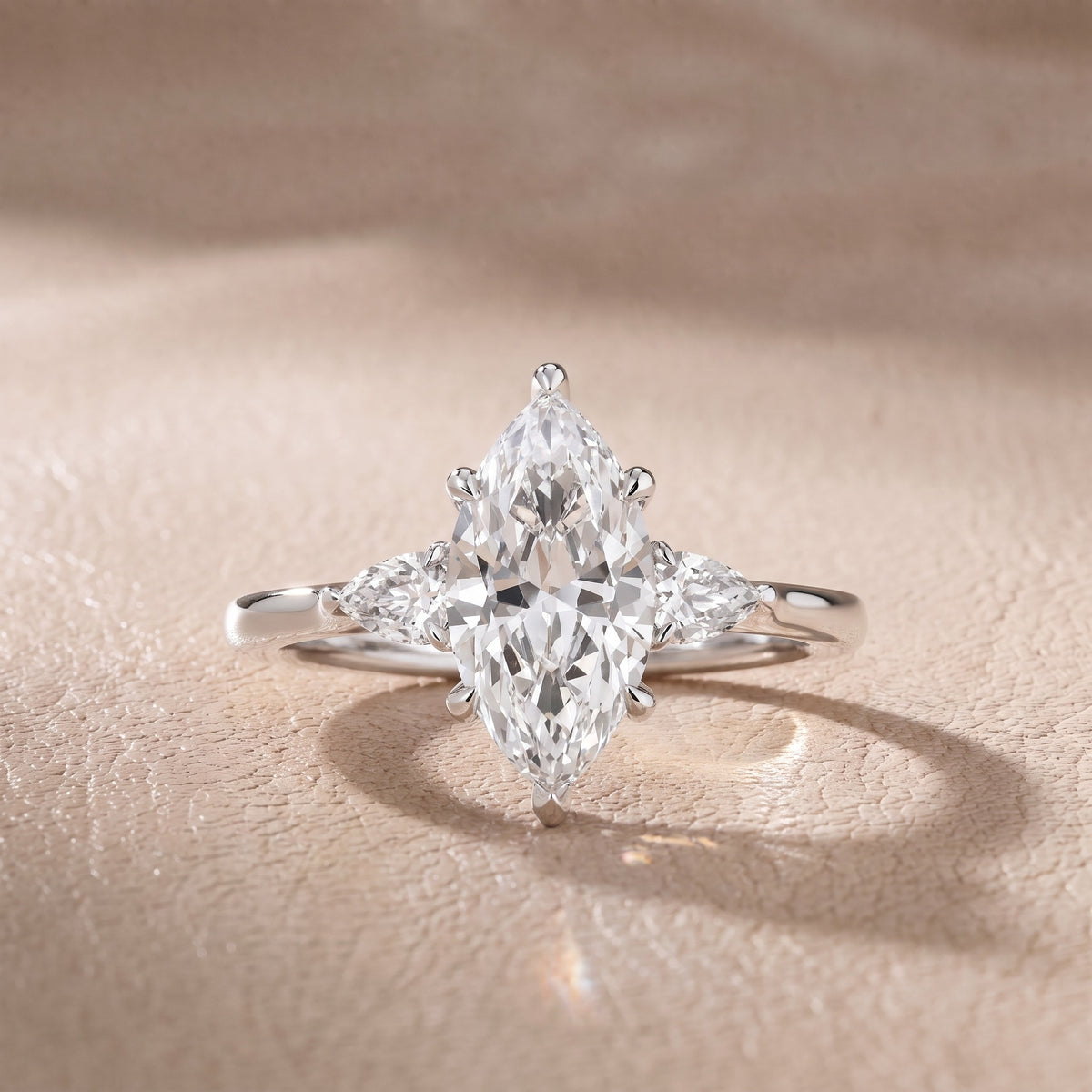 Leila Three-Stone Marquise Diamond Engagement Ring in Silver - front.jpg
