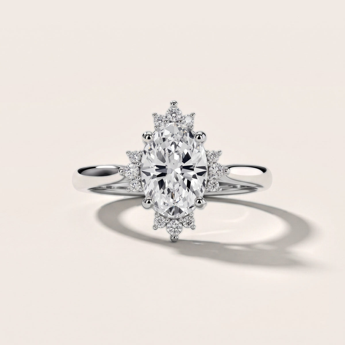 Linden Starburst Cluster Oval Diamond Engagement Ring in Silver - front.jpg