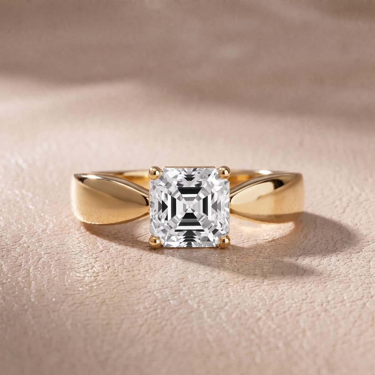 Talia Solitaire Twist Asscher Diamond Engagement Ring in Yellow Gold - front.jpg