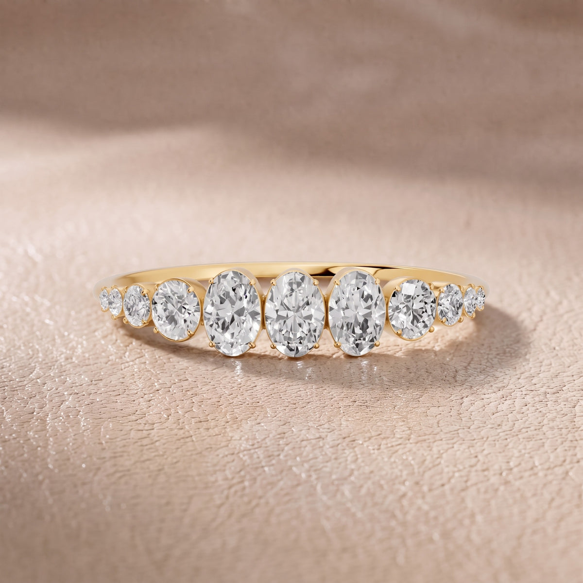 Henrietta Riviera Oval & Round Diamond Wedding Band in Yellow Gold - front.jpg