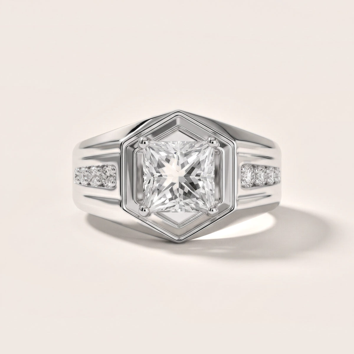Cody Statement Channel Set Princess Diamond Engagement Ring in Silver - front.jpg