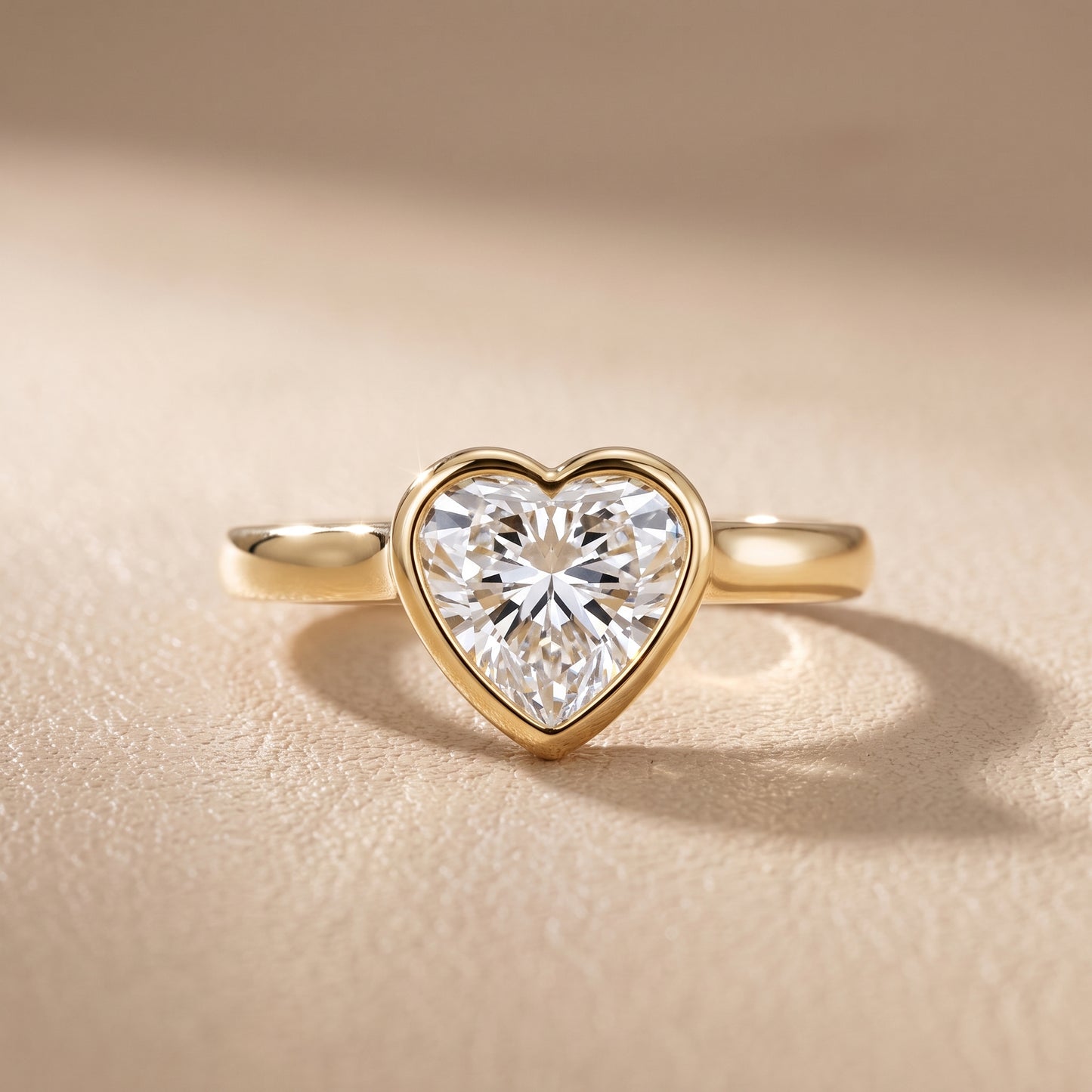 Jolie Bezel Solitaire Heart Diamond Engagement Ring in Yellow Gold - front.jpg