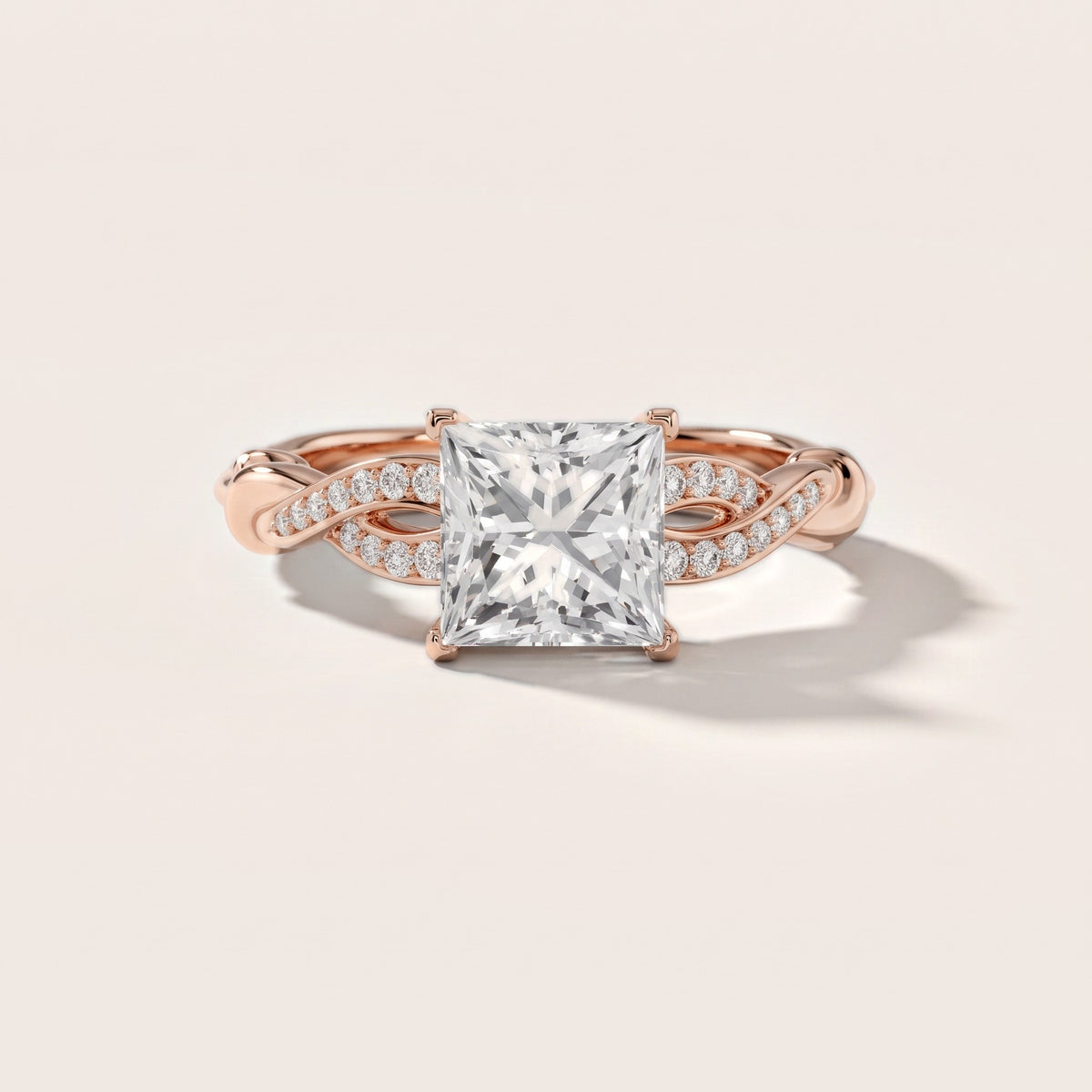 Katie Twist Pavé Princess Diamond Engagement Ring in Rose Gold - front.jpg